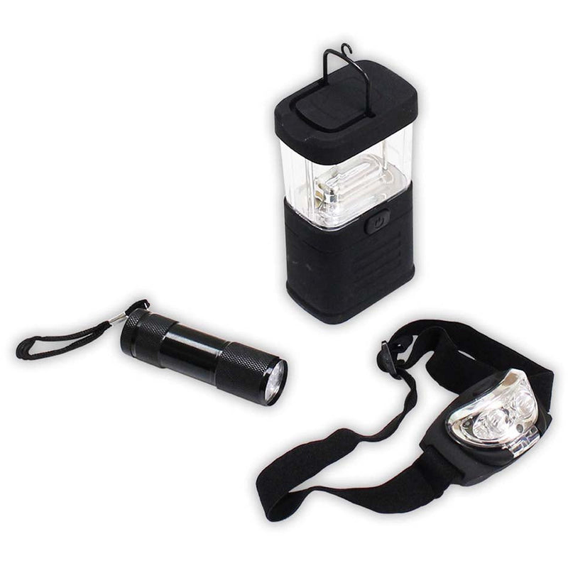 ToolUSA 3 Piece Emergency Lighting Combination Pack With Lantern, Flashlight And Head Lamp: LKCO-92222 - LKCO-92222 - ToolUSA