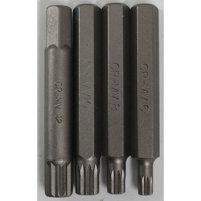 ToolUSA 4 Piece Chrome Vanadium Spline Bits | 12 Points - LFOR-8243 - ToolUSA