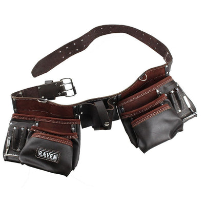 Top Grain Oiled Leather Tool Belt with 11 Pockets and 2 Hammer Holders - AA-88213 - ToolUSA