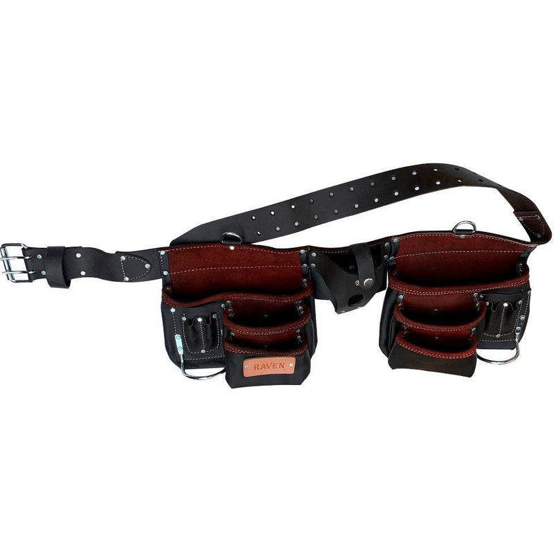 Top Grain Oiled Leather Tool Belt with 11 Pockets and 2 Hammer Holders - AA-88213 - ToolUSA