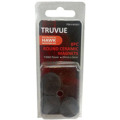 TRUVUE: 8 Piece Set Of Disc Shaped 1 Inch X 1/8 Inch Ceramic Magnets - MC-06051 - ToolUSA