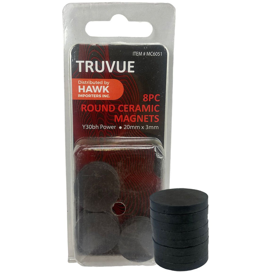 TRUVUE: 8 Piece Set Of Disc Shaped 1 Inch X 1/8 Inch Ceramic Magnets - MC-06051 - ToolUSA