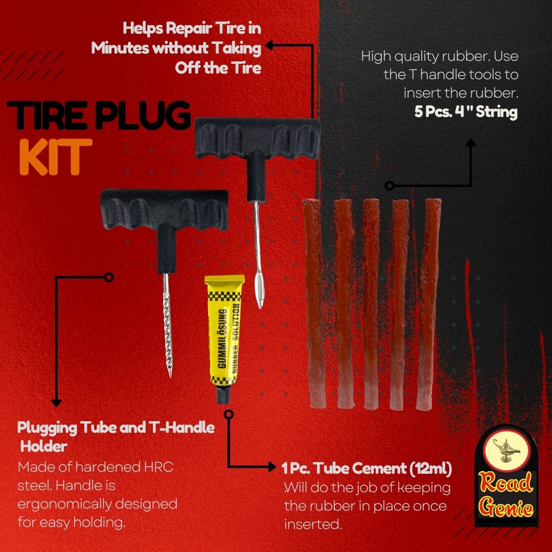 Tubeless Tire Repair Kit, Heavy Duty T-Handle Tire Plug Kit - TA-10015 - ToolUSA