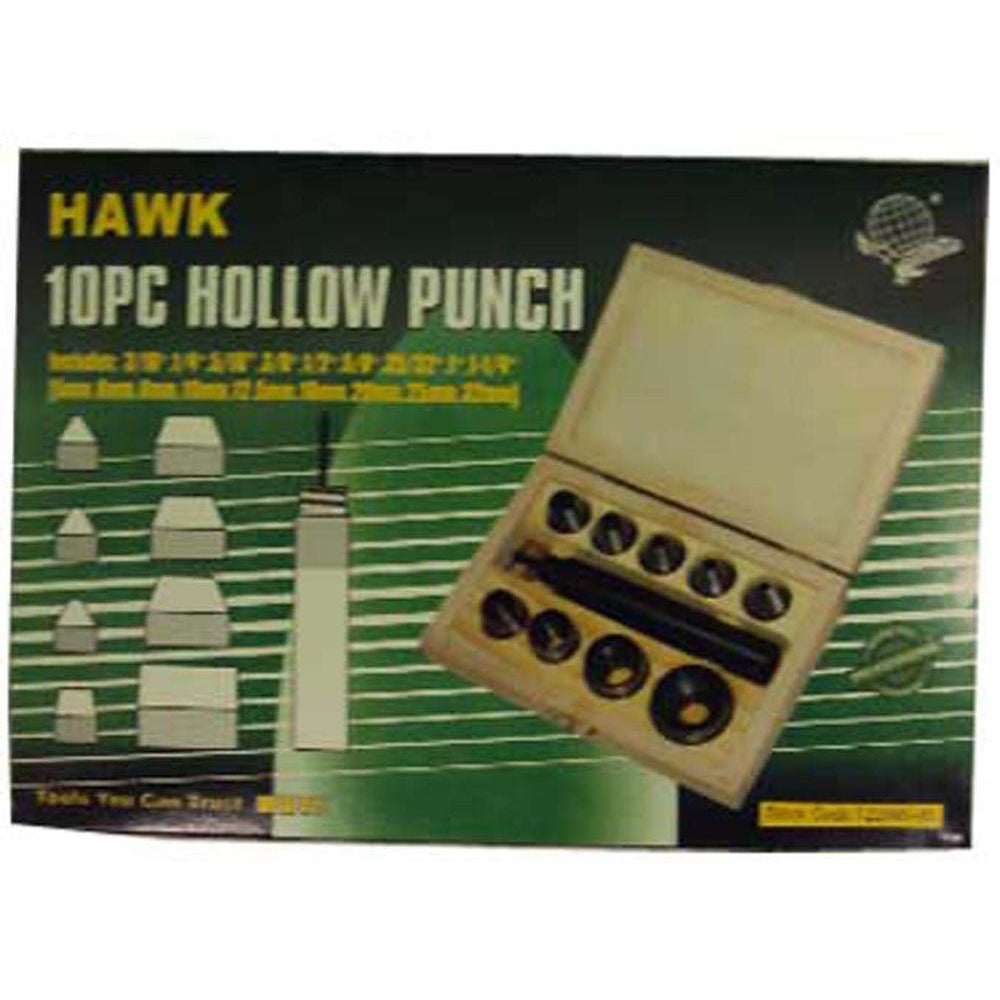 WEDGE: 10 Piece Hollow Punch Set In Custom Fit Box - TZ01-92990 - ToolUSA
