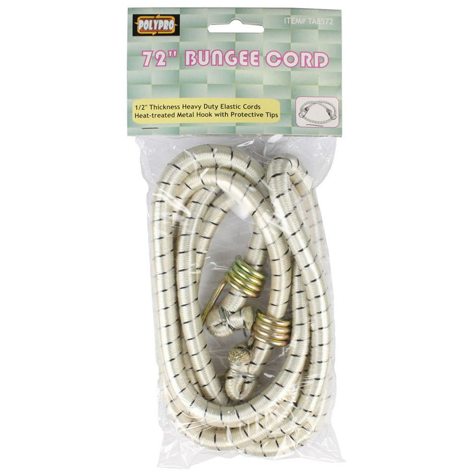 White 72" Bungee Cord - Heavy Duty Rubber Tipped Hooks (Pack of: 2) - TA-98572-Z02 - ToolUSA