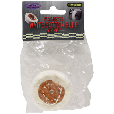 White Cotton Buff - 2" Diameter (Pack of: 2) - TJ01-31220-Z02 - ToolUSA
