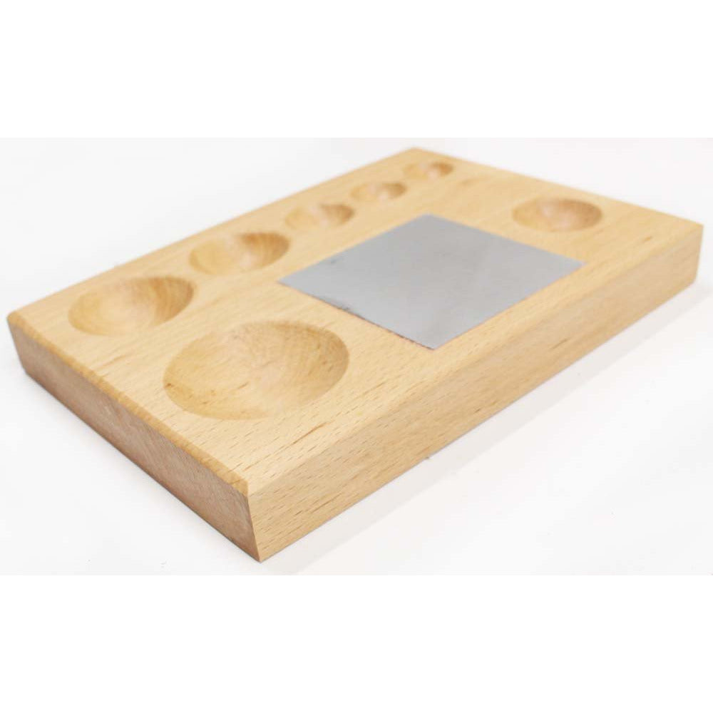 Wooden Dapping Block for Half-Rounds with a Steel Plate Insert - TJ-43435 - ToolUSA